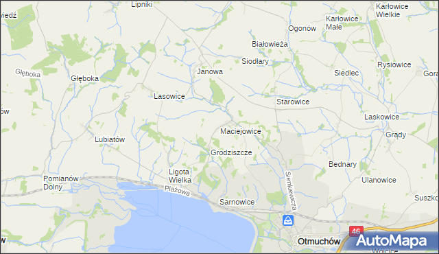 mapa Maciejowice gmina Otmuchów, Maciejowice gmina Otmuchów na mapie Targeo