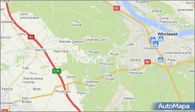 mapa Mazury gmina Brześć Kujawski, Mazury gmina Brześć Kujawski na mapie Targeo