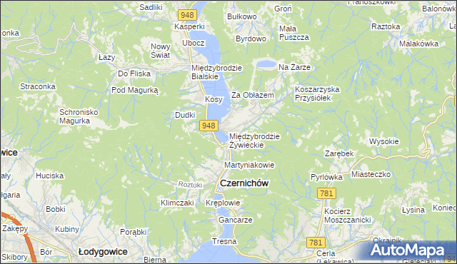 mapa Międzybrodzie Żywieckie, Międzybrodzie Żywieckie na mapie Targeo