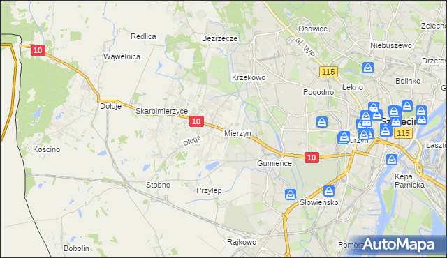 mapa Mierzyn gmina Dobra (Szczecińska), Mierzyn gmina Dobra (Szczecińska) na mapie Targeo