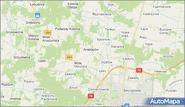 mapa Mikorzyce gmina Bełchatów, Mikorzyce gmina Bełchatów na mapie Targeo