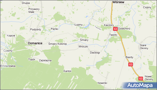 mapa Mroczki gmina Wiśniew, Mroczki gmina Wiśniew na mapie Targeo