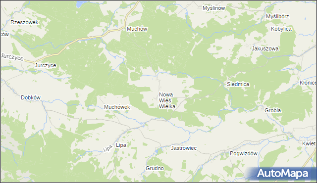 mapa Nowa Wieś Wielka gmina Paszowice, Nowa Wieś Wielka gmina Paszowice na mapie Targeo