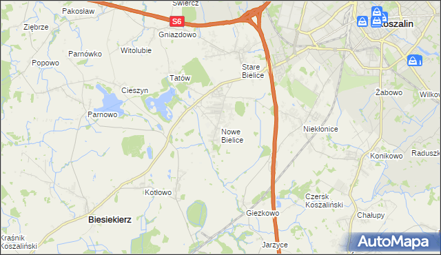 mapa Nowe Bielice, Nowe Bielice na mapie Targeo