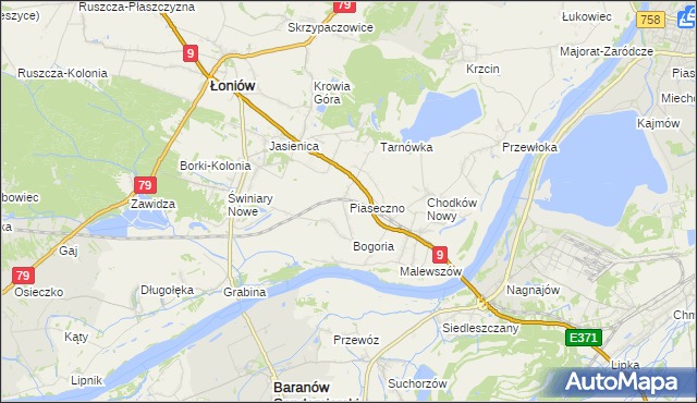 mapa Piaseczno gmina Łoniów, Piaseczno gmina Łoniów na mapie Targeo