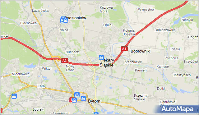 mapa Piekary Śląskie, Piekary Śląskie na mapie Targeo
