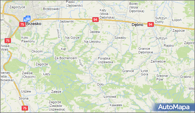 mapa Porąbka Uszewska, Porąbka Uszewska na mapie Targeo