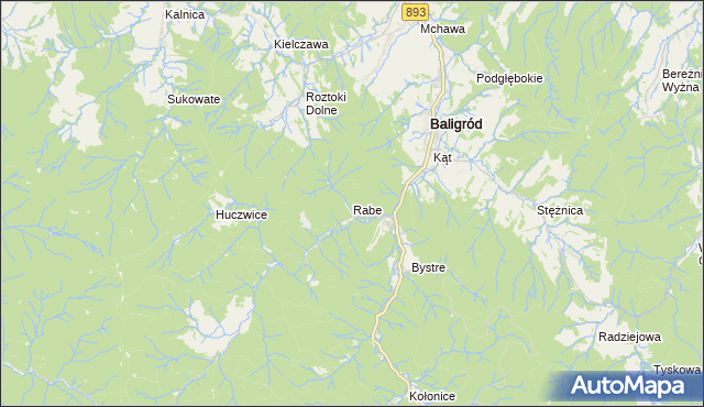 mapa Rabe gmina Baligród, Rabe gmina Baligród na mapie Targeo