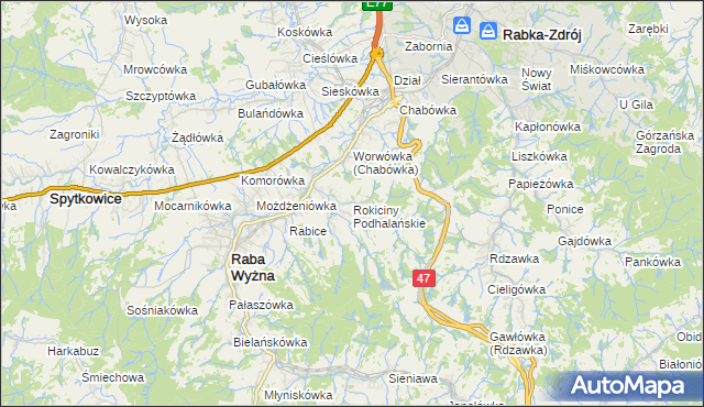 mapa Rokiciny Podhalańskie, Rokiciny Podhalańskie na mapie Targeo