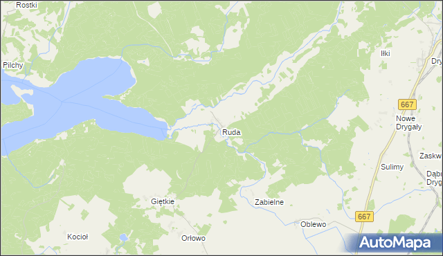 mapa Ruda gmina Biała Piska, Ruda gmina Biała Piska na mapie Targeo