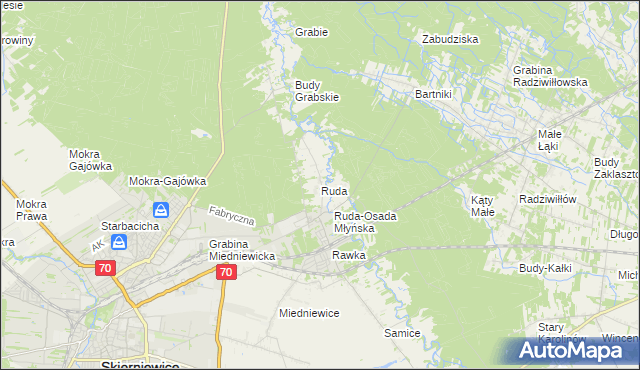 mapa Ruda gmina Skierniewice, Ruda gmina Skierniewice na mapie Targeo