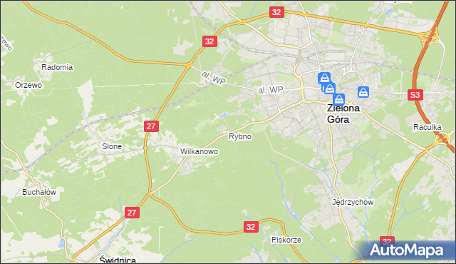 mapa Rybno gmina Świdnica, Rybno gmina Świdnica na mapie Targeo