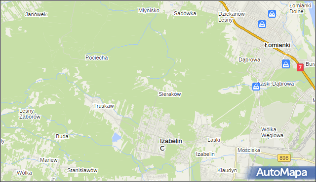 mapa Sieraków gmina Izabelin, Sieraków gmina Izabelin na mapie Targeo