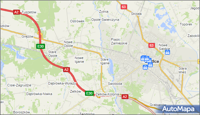 mapa Stare Iganie, Stare Iganie na mapie Targeo