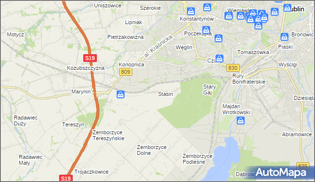 mapa Stasin gmina Konopnica, Stasin gmina Konopnica na mapie Targeo