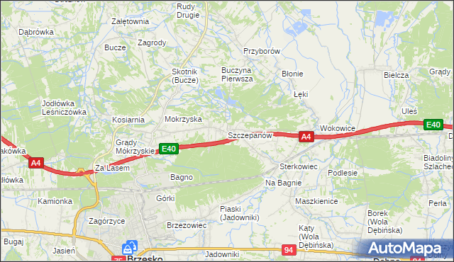 mapa Szczepanów gmina Brzesko, Szczepanów gmina Brzesko na mapie Targeo