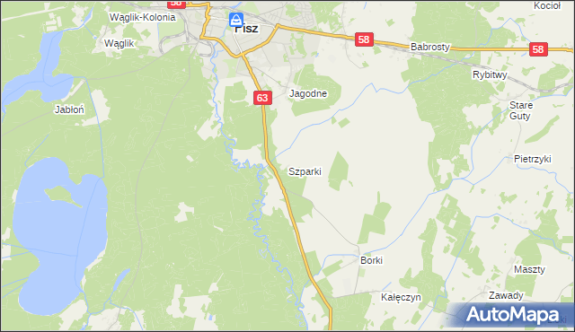 mapa Szparki, Szparki na mapie Targeo