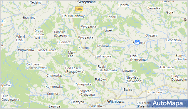 mapa Szufnarowa, Szufnarowa na mapie Targeo