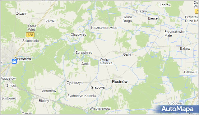mapa Wola Gałecka, Wola Gałecka na mapie Targeo