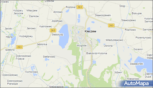 mapa Wygoda gmina Kazimierz Biskupi, Wygoda gmina Kazimierz Biskupi na mapie Targeo