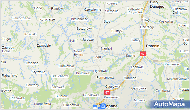 mapa Ząb, Ząb na mapie Targeo