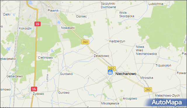 mapa Żelazkowo gmina Niechanowo, Żelazkowo gmina Niechanowo na mapie Targeo