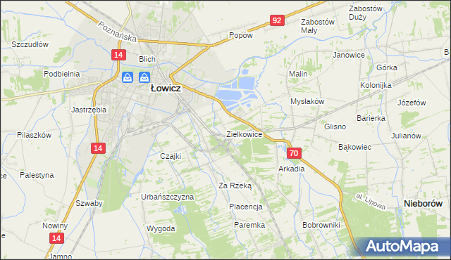 mapa Zielkowice, Zielkowice na mapie Targeo