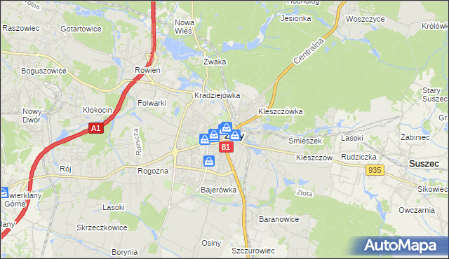 mapa Żor, Żory na mapie Targeo