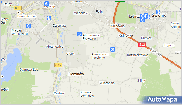 mapa Abramowice Kościelne, Abramowice Kościelne na mapie Targeo