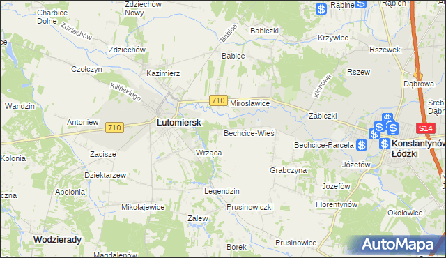 mapa Bechcice-Wieś, Bechcice-Wieś na mapie Targeo