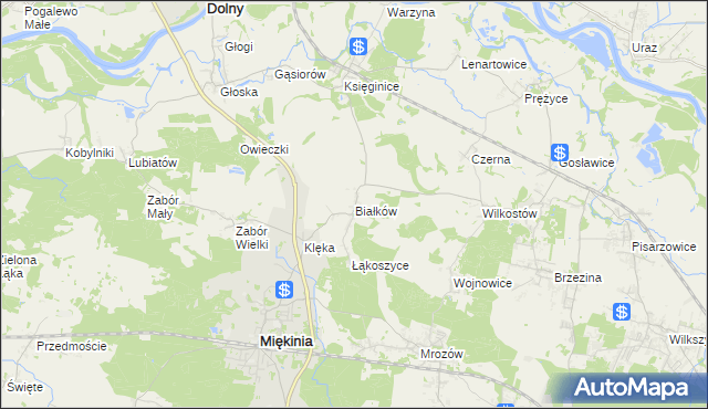mapa Białków gmina Miękinia, Białków gmina Miękinia na mapie Targeo