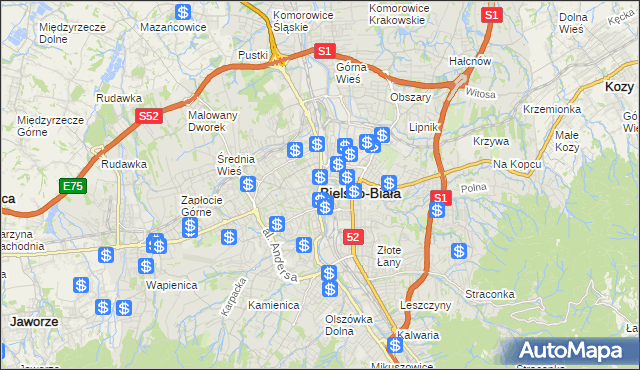 mapa Bielsko-Białej, Bielsko-Biała na mapie Targeo