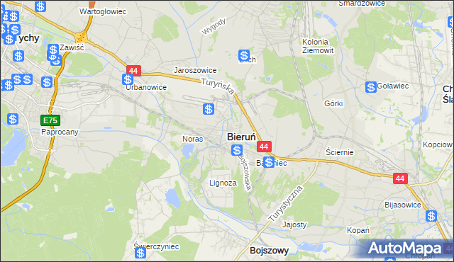 mapa Bieruń, Bieruń na mapie Targeo