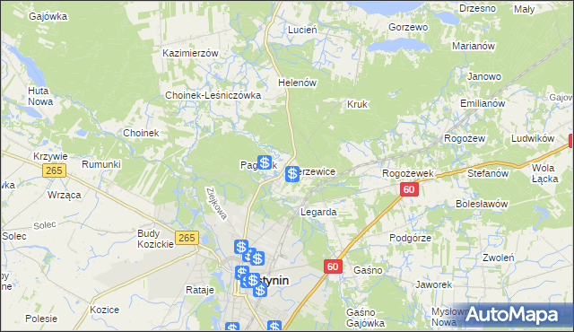 mapa Bierzewice, Bierzewice na mapie Targeo