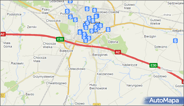 mapa Bierzglinek, Bierzglinek na mapie Targeo