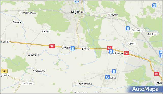 mapa Błonie gmina Miękinia, Błonie gmina Miękinia na mapie Targeo