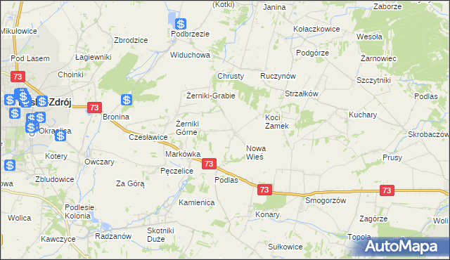 mapa Błoniec, Błoniec na mapie Targeo