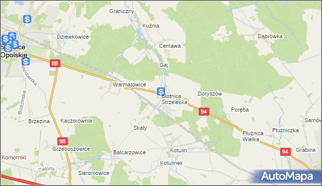 mapa Błotnica Strzelecka, Błotnica Strzelecka na mapie Targeo