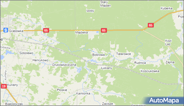 mapa Bobrowa gmina Zabłudów, Bobrowa gmina Zabłudów na mapie Targeo