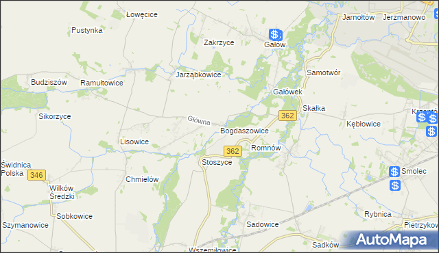 mapa Bogdaszowice, Bogdaszowice na mapie Targeo