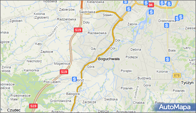 mapa Boguchwała powiat rzeszowski, Boguchwała powiat rzeszowski na mapie Targeo