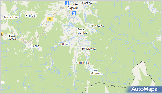 mapa Bolesławów gmina Stronie Śląskie, Bolesławów gmina Stronie Śląskie na mapie Targeo