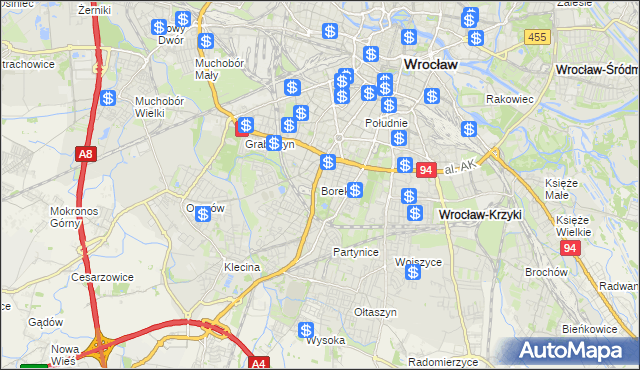 mapa Borek gmina Wrocław, Borek gmina Wrocław na mapie Targeo