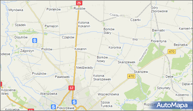 mapa Borków Nowy, Borków Nowy na mapie Targeo