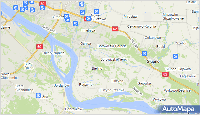 mapa Borowiczki-Pieńki, Borowiczki-Pieńki na mapie Targeo