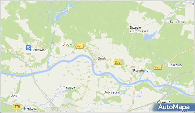 mapa Brody gmina Sulechów, Brody gmina Sulechów na mapie Targeo