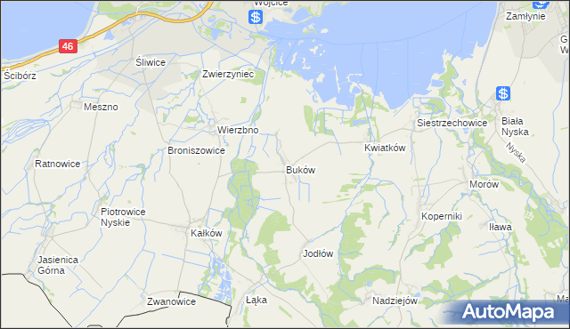 mapa Buków gmina Otmuchów, Buków gmina Otmuchów na mapie Targeo