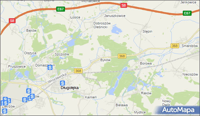 mapa Byków, Byków na mapie Targeo