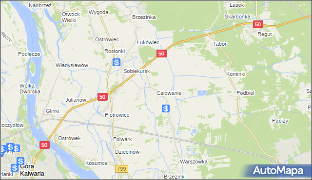 mapa Całowanie, Całowanie na mapie Targeo