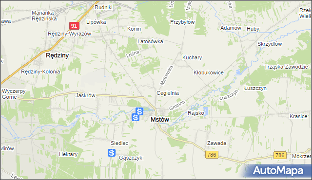 mapa Cegielnia gmina Mstów, Cegielnia gmina Mstów na mapie Targeo